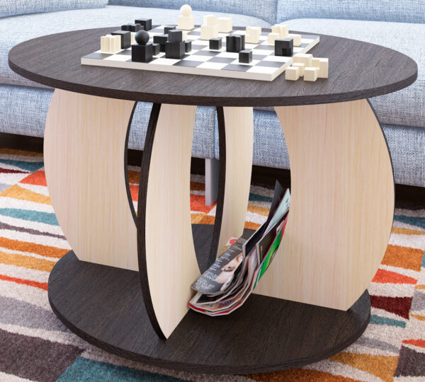 Журнальный стол Глобус с круглой столешницей и фигурным основанием. 3 цвета корпуса.