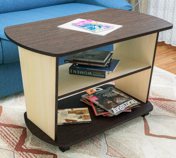 Мобильный журнальный стол с газетницей Агат, 4 цвета корпуса.